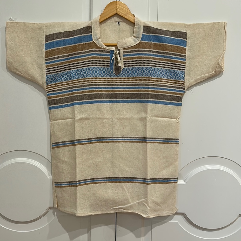HANDLOOM BEACH  MEXICAN MEN'S SHIRT.LIGHTWEIGHT HIPPY, COTTON, COMFY.